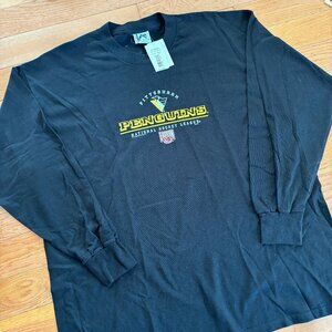 NWT Vintage‎ Lee Sport Pittsburgh Penguins Long Sleeve Shirt Mens 2XL Hockey NHL
